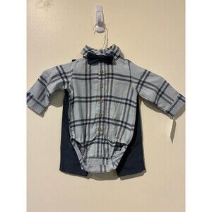 NWT Carter's Child of Mine Blue Plaid Button-Up & Corduroy Pants Outfit - 12M